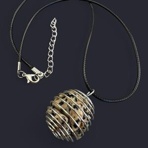 Dalmatian Jasper Caged Stone Pendant Necklace
